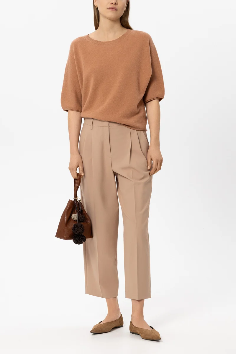 Luisa Cerano Damen Tapered-Pants mit Bundfalten Nude