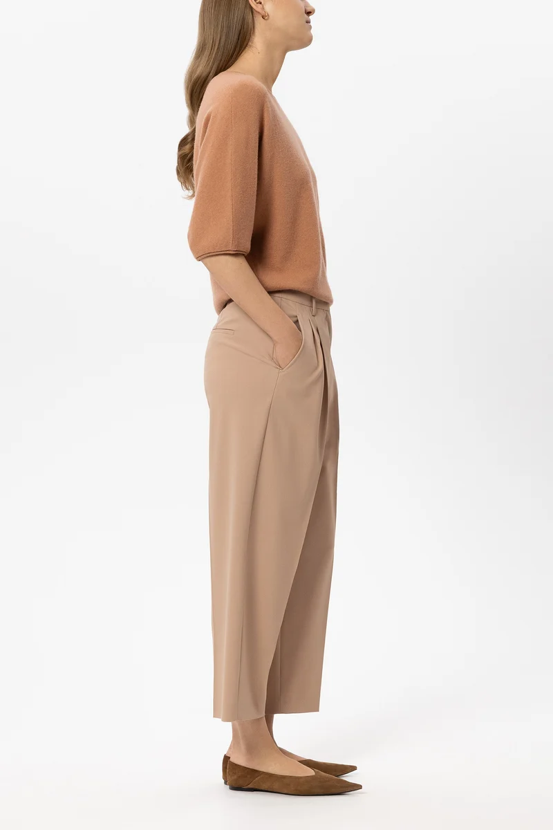 Luisa Cerano Damen Tapered-Pants mit Bundfalten Nude