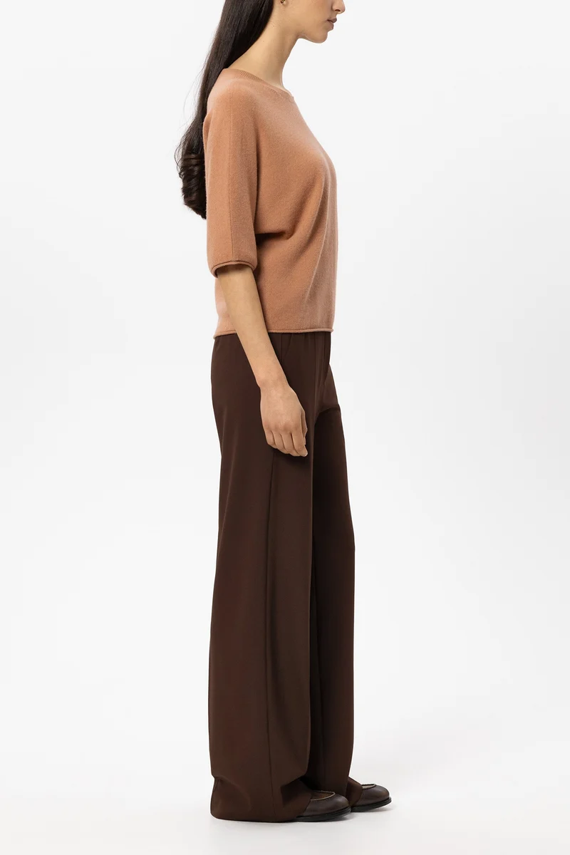 Luisa Cerano Damen Wideleg-Pants mit Bundfalten Marone