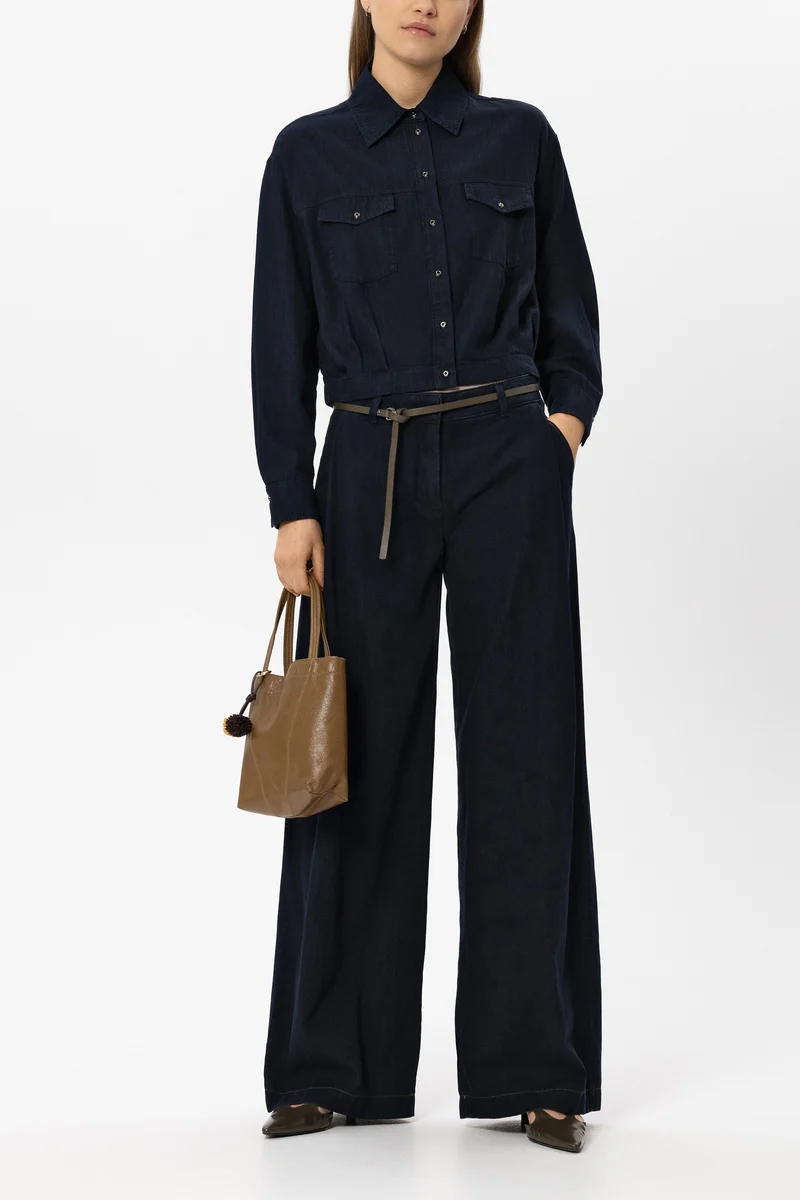 Luisa Cerano Damen Wideleg-Jeans Washed Denim Blue