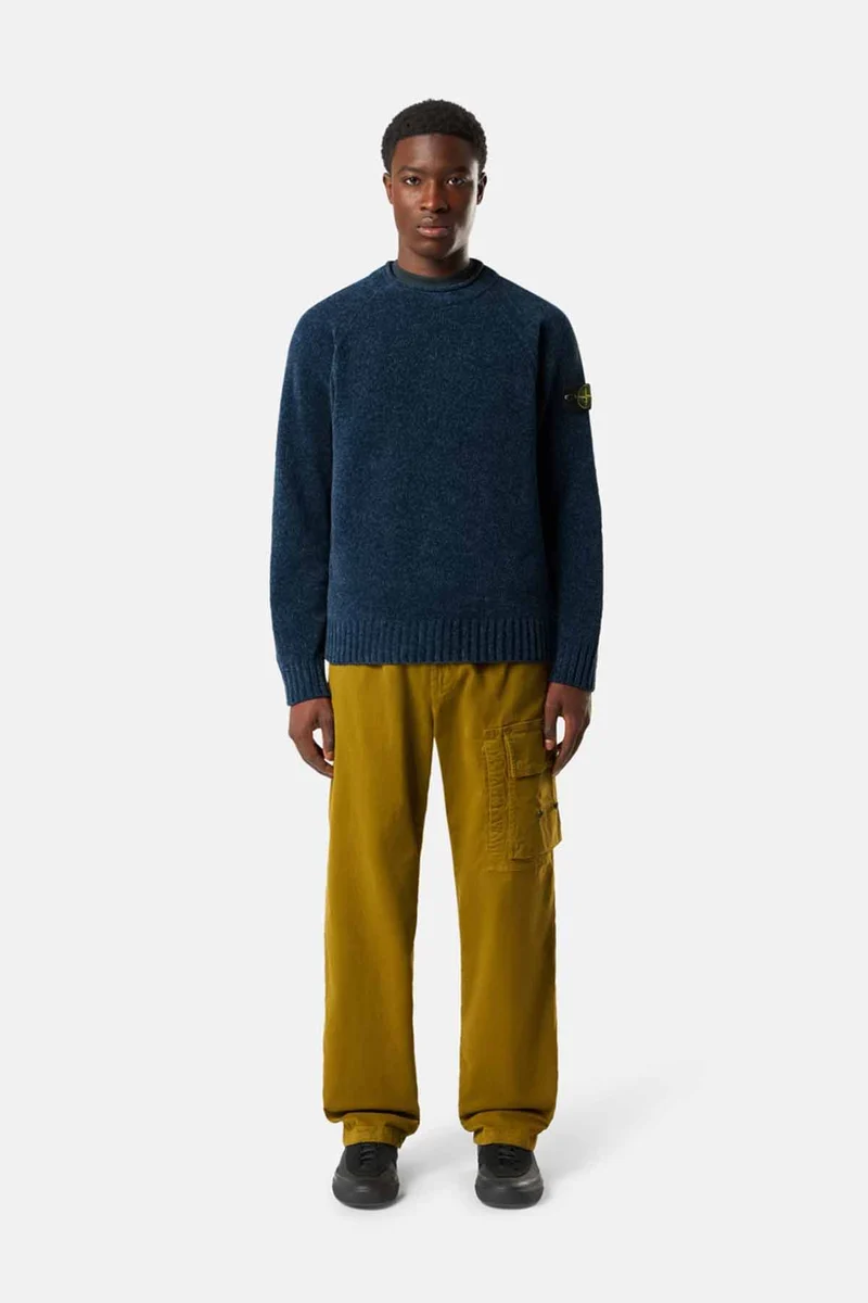 Stone Island Herren Strickpullover Stahlblau melliert