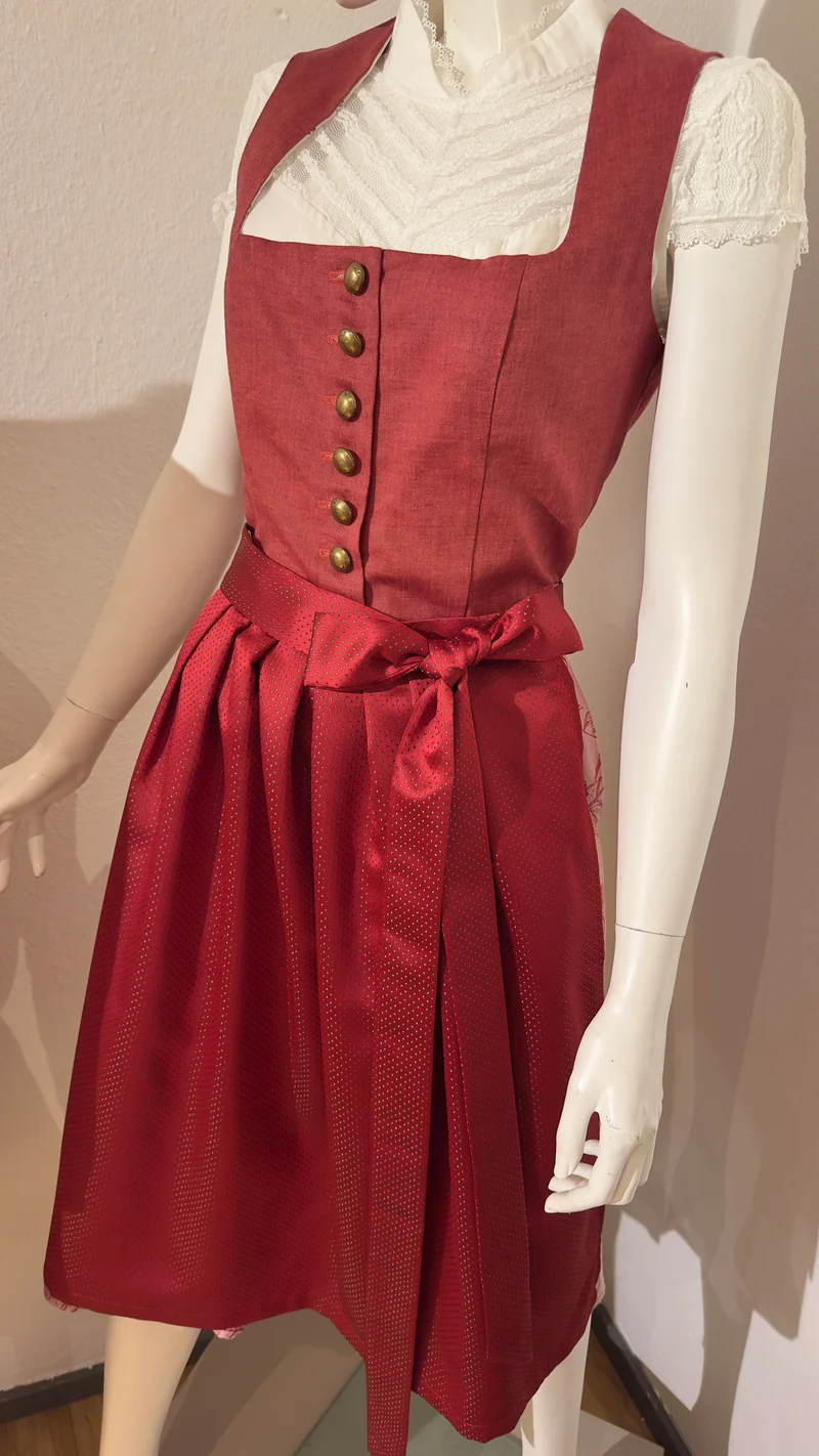 Dirndl Goldstich rot 75cm