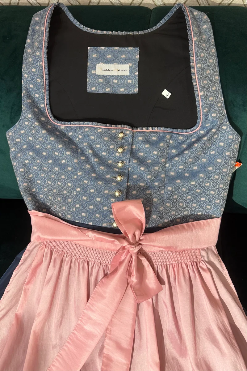 Dirndl Trachtenheimat Rosamunda taubenblau/rosa 70cm