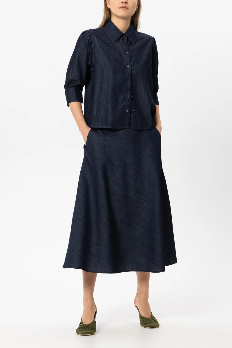 Luisa Cerano Damen Rock in A-Linie Denim Blue