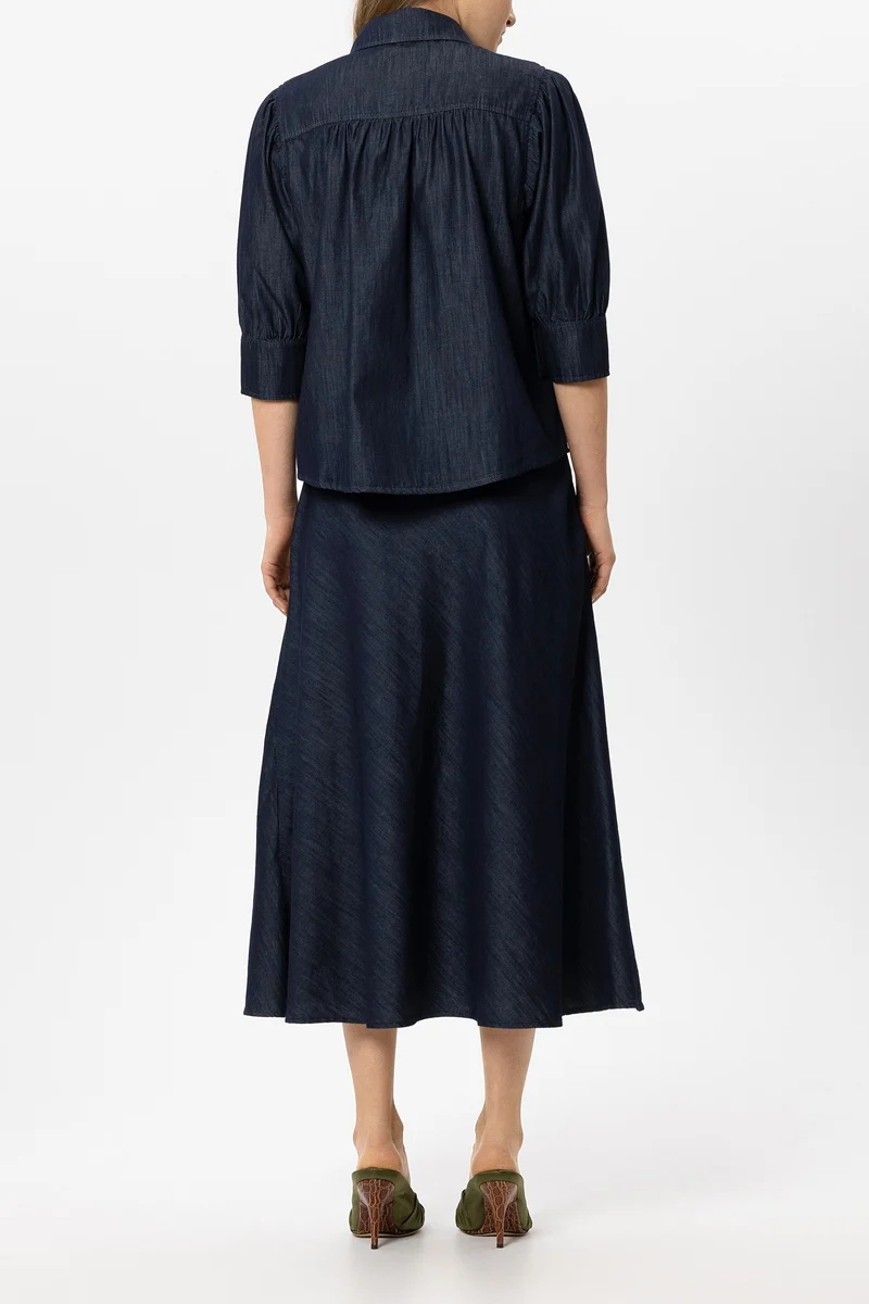Luisa Cerano Damen Rock in A-Linie Denim Blue