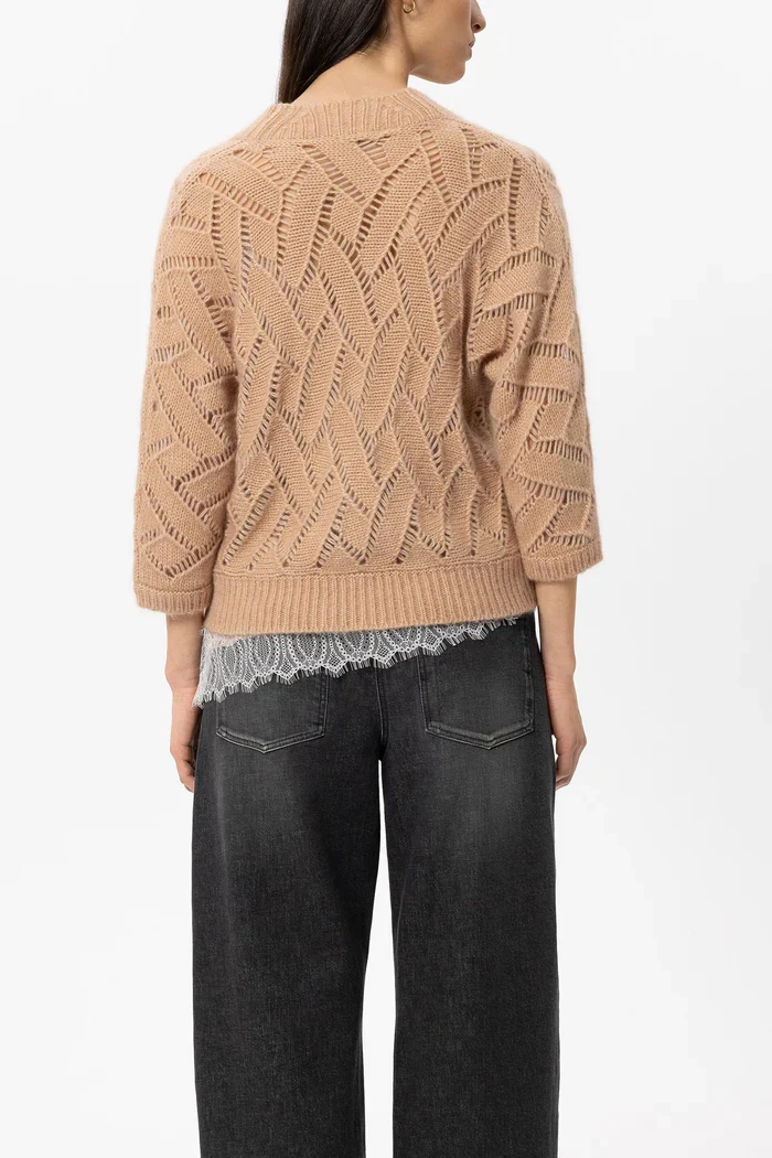 Luisa Cerano Damen Strickjacke aus Alpaka-Mix Cappuccino