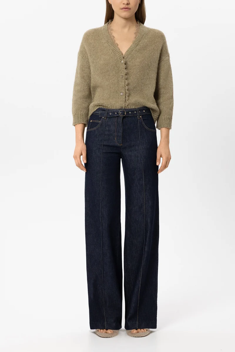 Luisa Cerano Damen Cardigan aus Alpaka-Mix Salbei