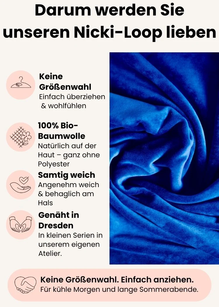 Nicki-Loopschal für Damen (Royalblau) - 100% Bio-Baumwolle
