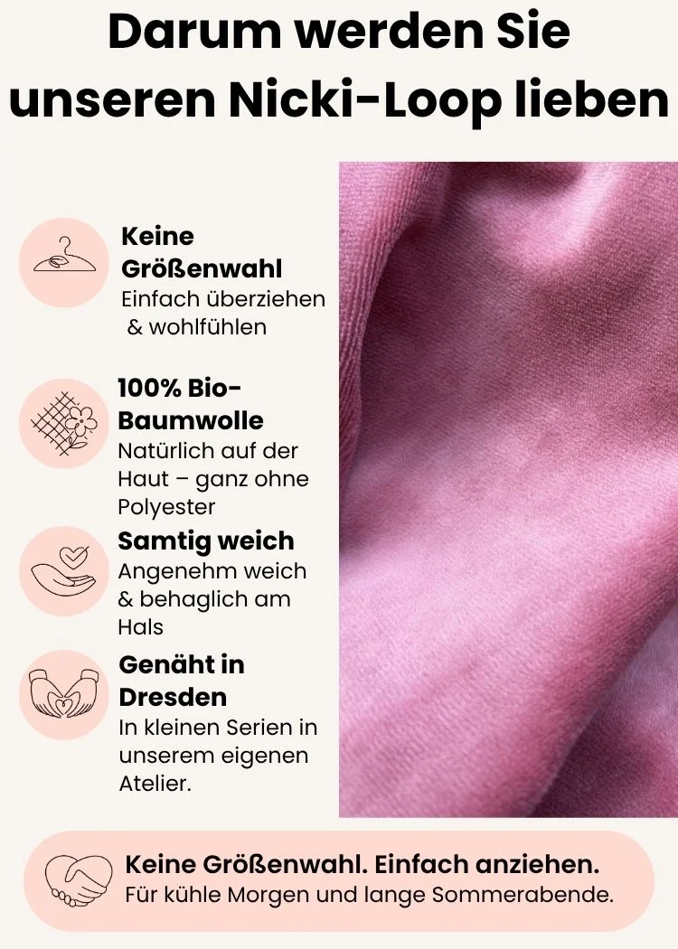 Nicki-Loopschal für Damen (Rose) - 100% Bio-Baumwolle