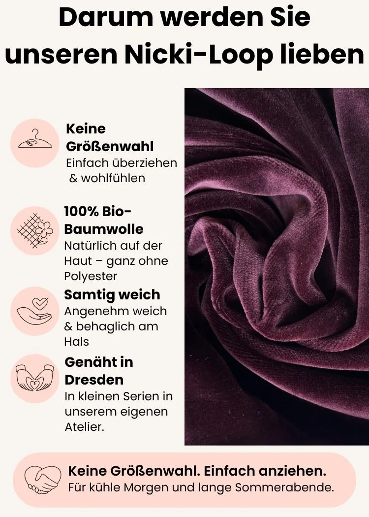 Nicki-Loopschal für Damen (Bordeaux) - 100% Bio-Baumwolle