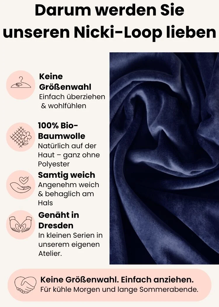 Nicki-Loopschal für Damen (Dunkelblau) - 100% Bio-Baumwolle