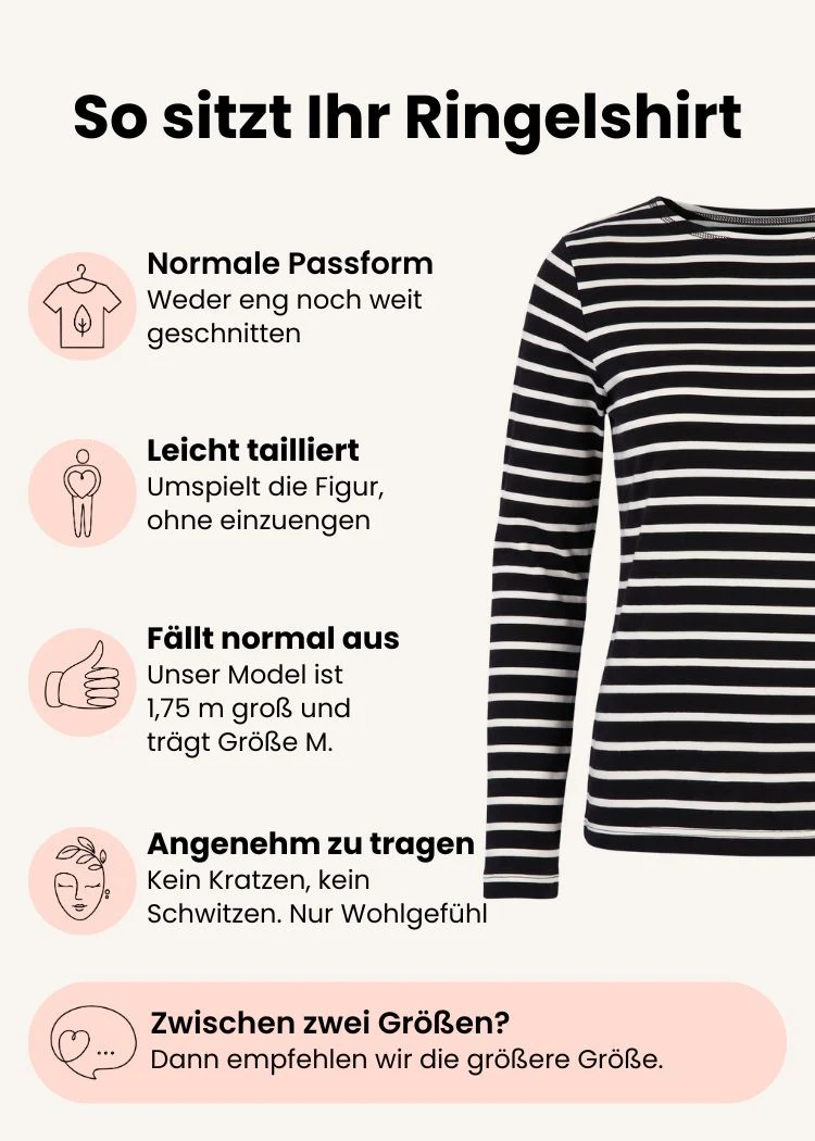 Ringelshirt Damen aus Bio-Baumwolle – Schwarz/Ecru