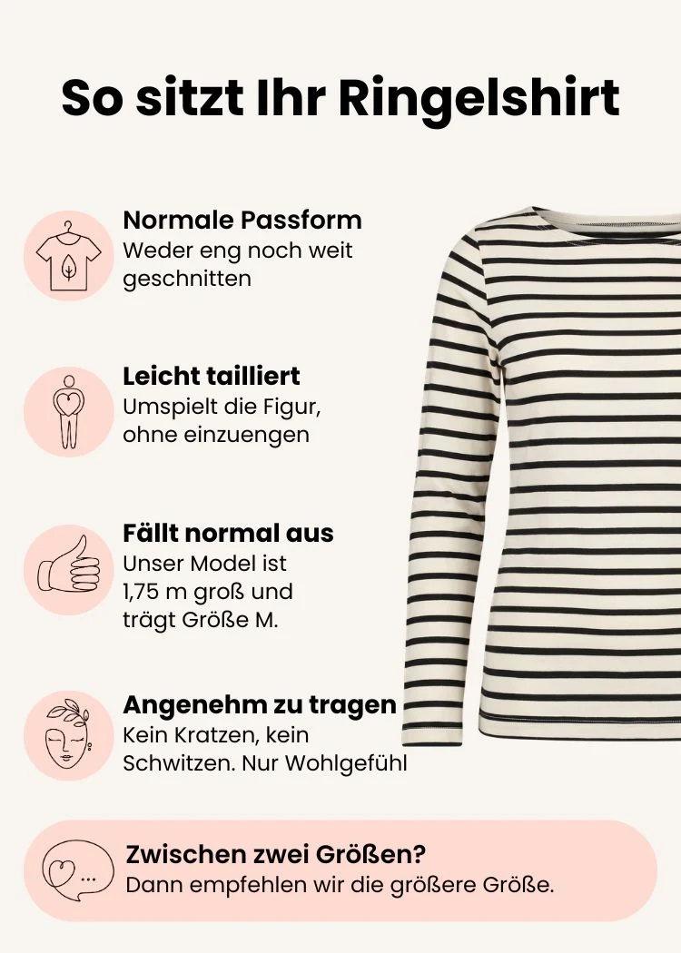Ringelshirt Damen aus Bio-Baumwolle – Ecru/Schwarz