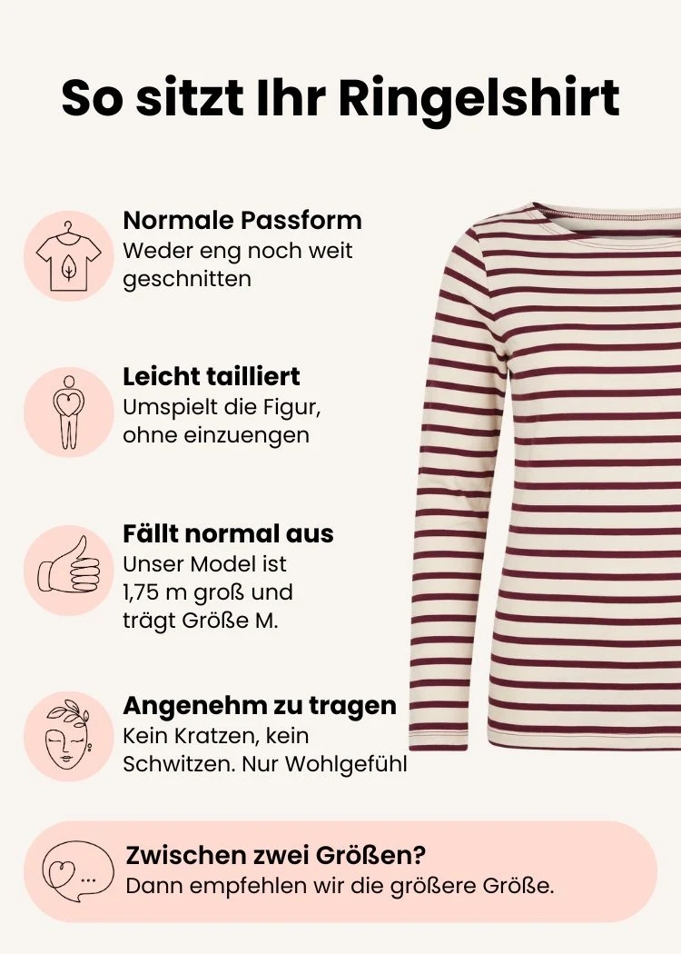 Ringelshirt Damen aus Bio-Baumwolle – Ecru/Bordeaux