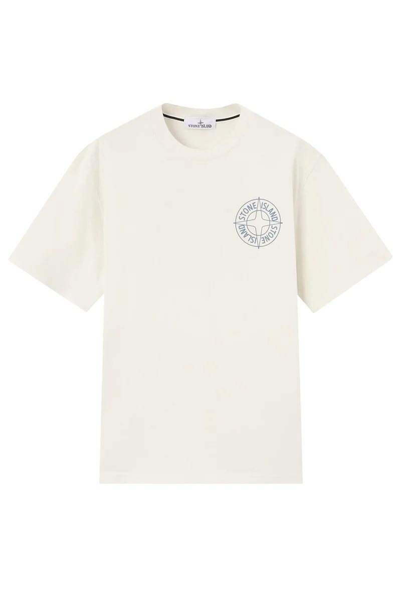 Stone Island Herren T-Shirt mit Print Elfenbeinweiss