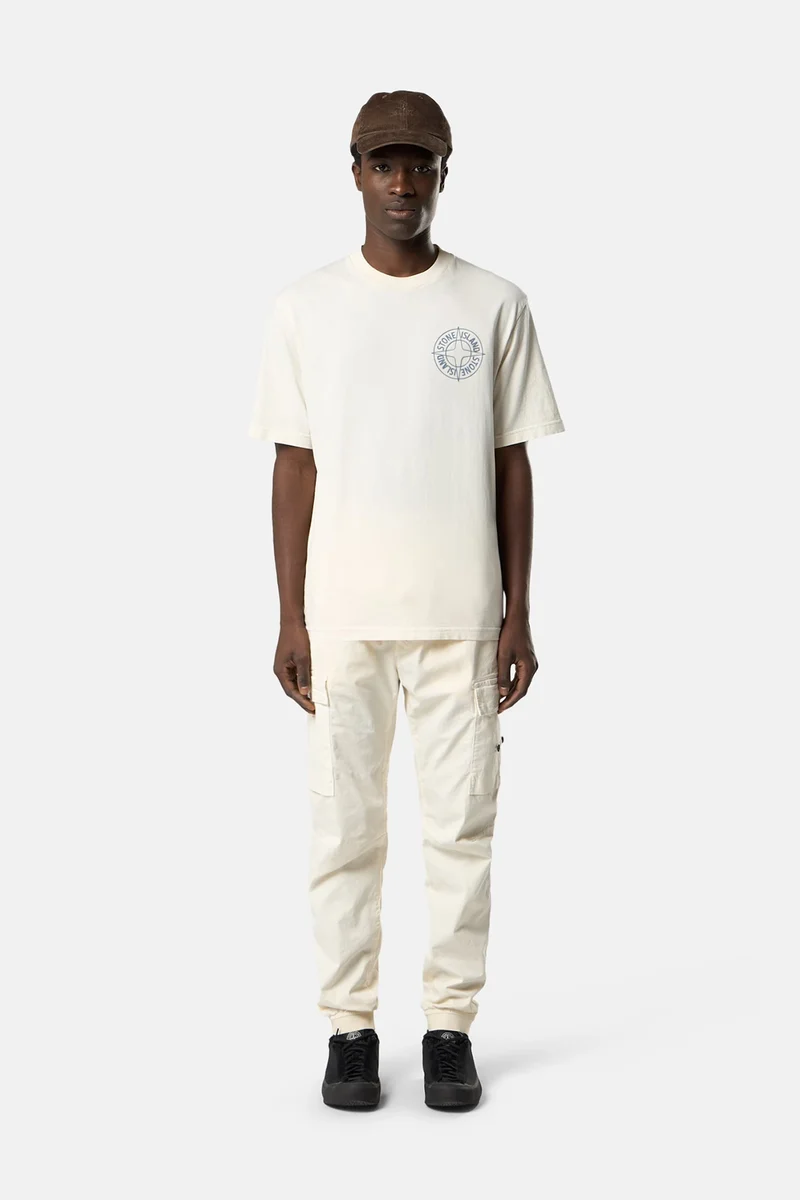 Stone Island Herren T-Shirt mit Print Elfenbeinweiss