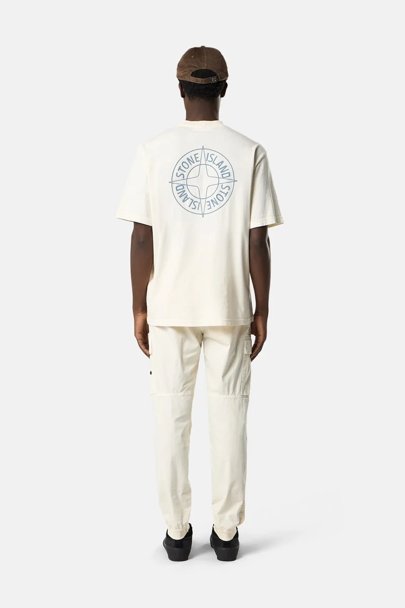 Stone Island Herren T-Shirt mit Print Elfenbeinweiss