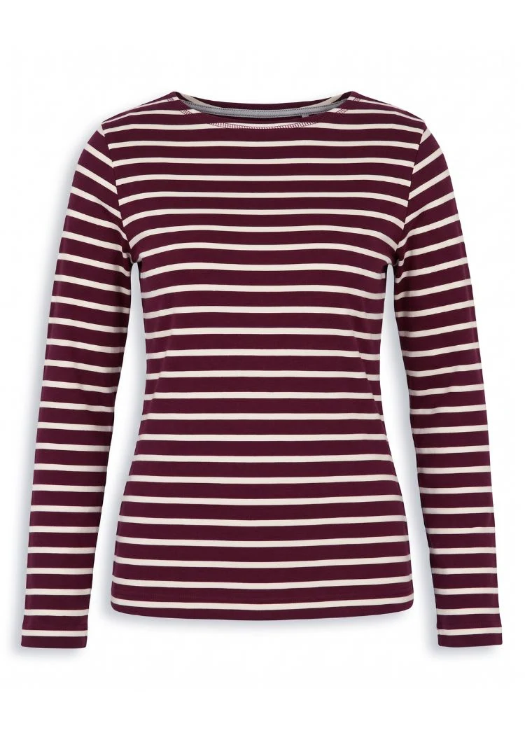Ringelshirt Damen aus Bio-Baumwolle – Bordeaux/Ecru