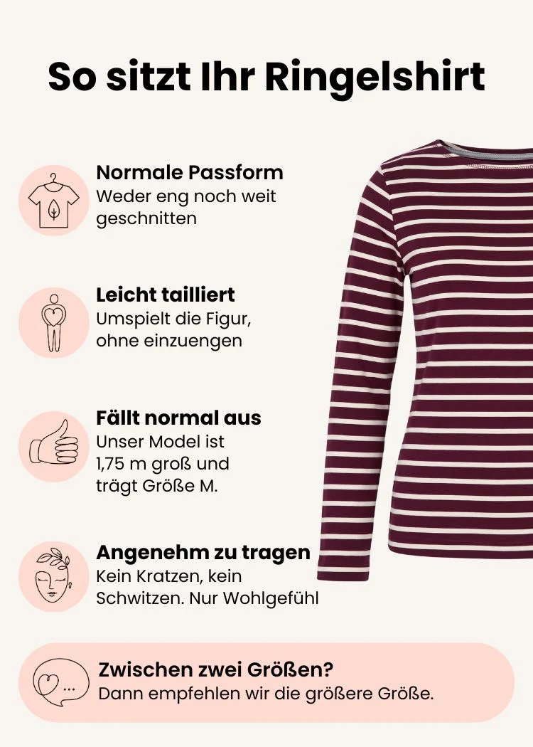 Ringelshirt Damen aus Bio-Baumwolle – Bordeaux/Ecru