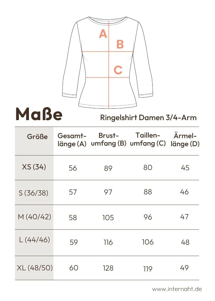 Ringelshirt Damen 3/4-Arm aus Bio-Baumwolle – Petrol/Weiß