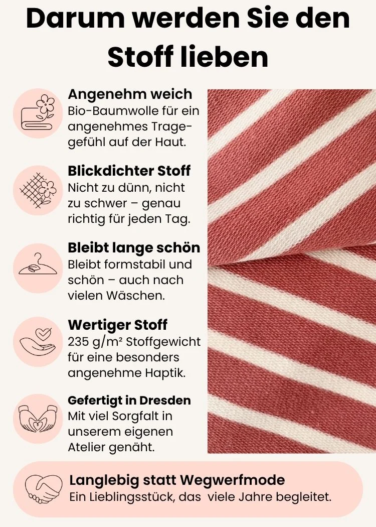 Ringelshirt Damen aus Bio-Baumwolle – Rosenholz/Ecru