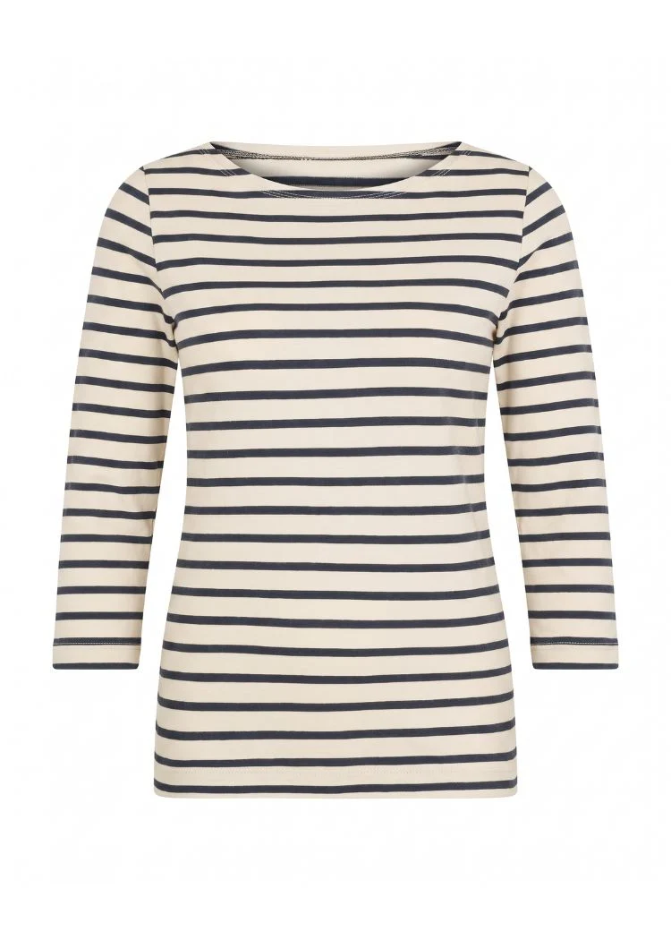 Ringelshirt Damen 3/4-Arm aus Bio-Baumwolle – Ecru/Navy