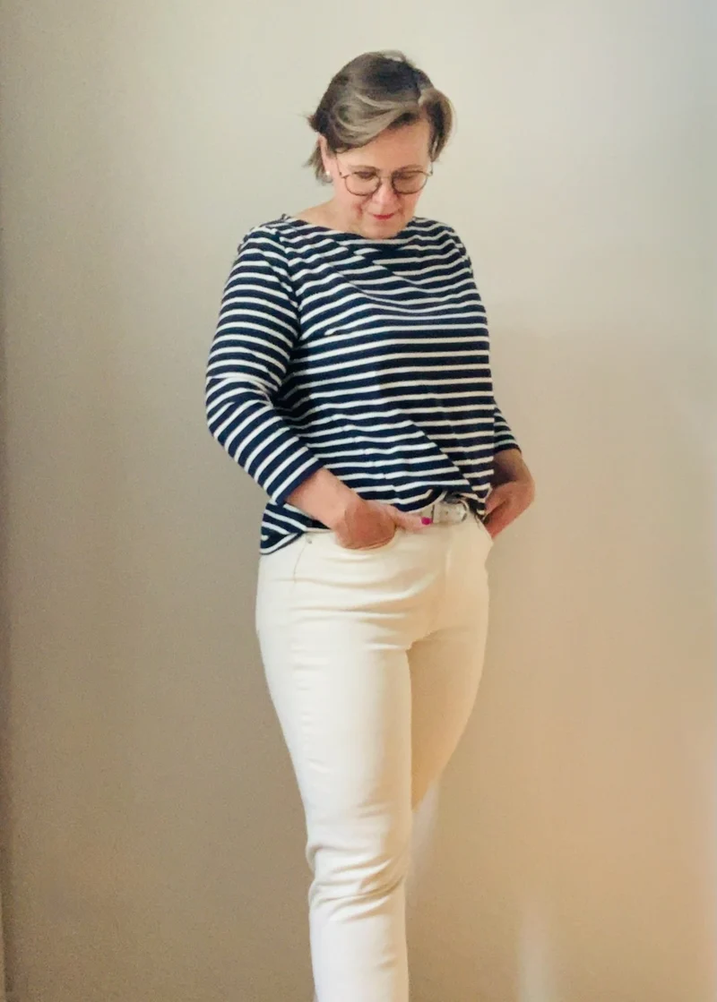 Ringelshirt Damen 3/4-Arm aus Bio-Baumwolle – Navy/Ecru