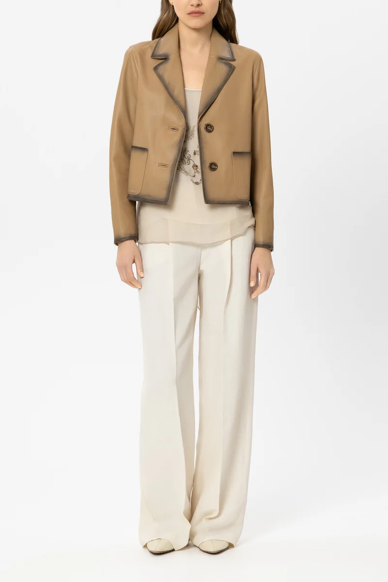 Luisa Cerano Damen Wideleg-Pants aus Leinen-Mix Milk