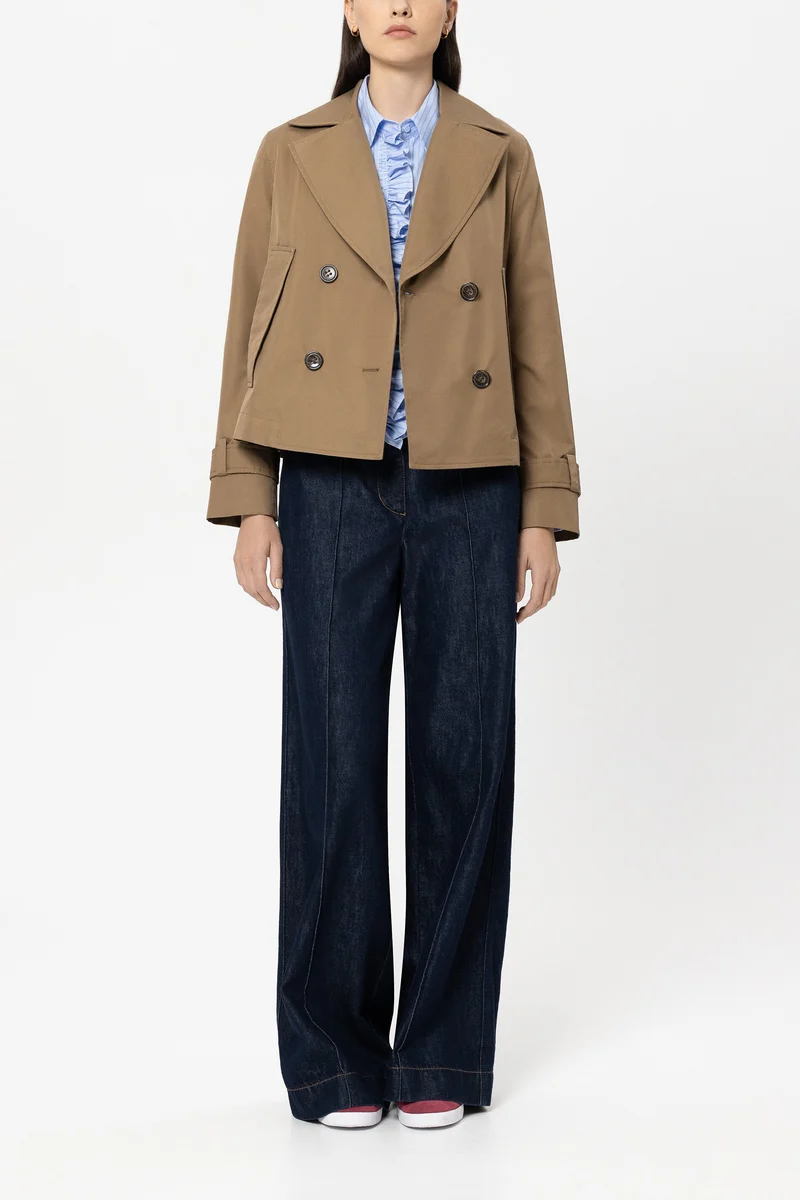 Luisa Cerano Damen Gabardine-Trenchjacke Tobacco