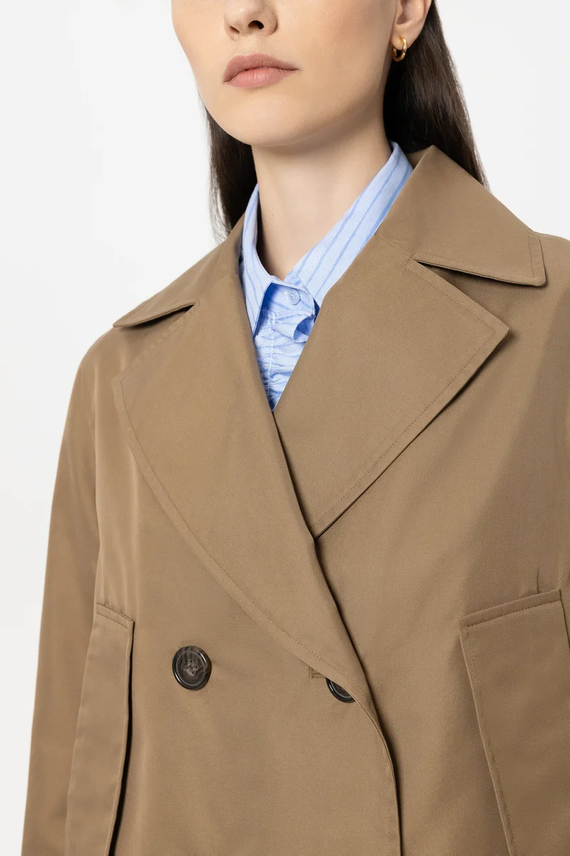 Luisa Cerano Damen Gabardine-Trenchjacke Tobacco