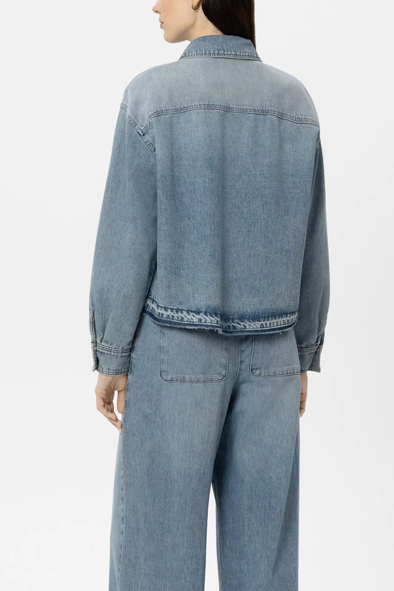 Luisa Cerano Damen Denim-Hemd mit Raw-Saum Blau