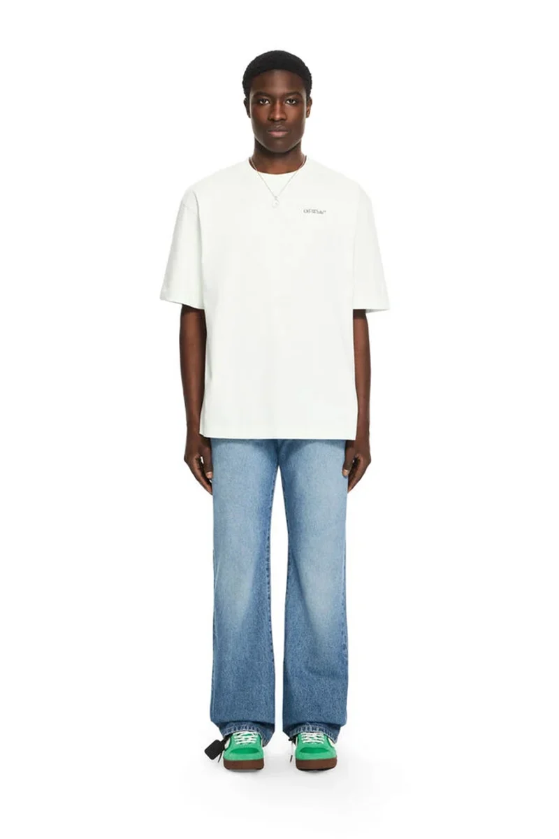 Off-White Herren Half Arrow Skate T-Shirt Bluewash