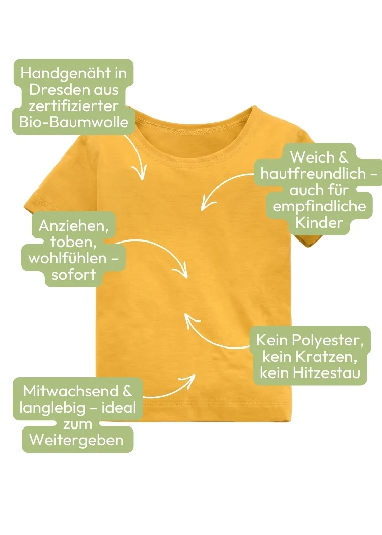 Kinder T-Shirt Bio-Baumwolle Uni – Senfgelb