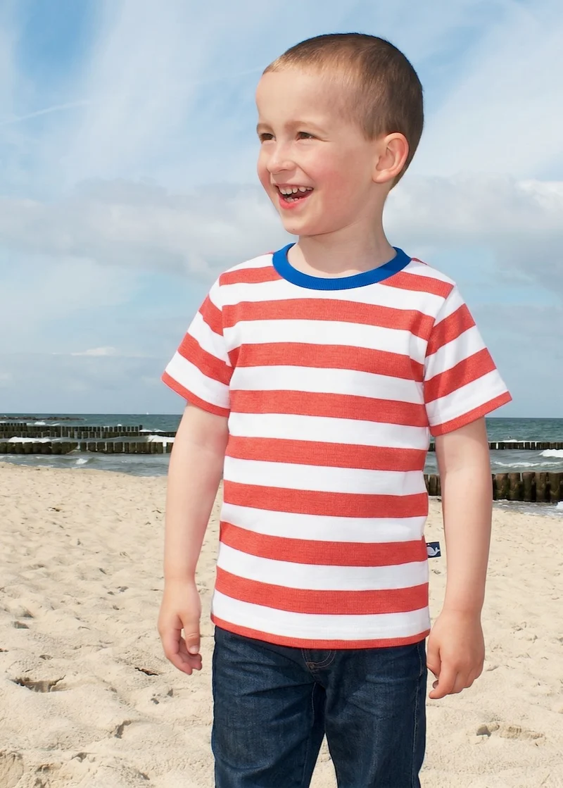 Kinder T-Shirt Bio-Baumwolle - Rot/Weiß
