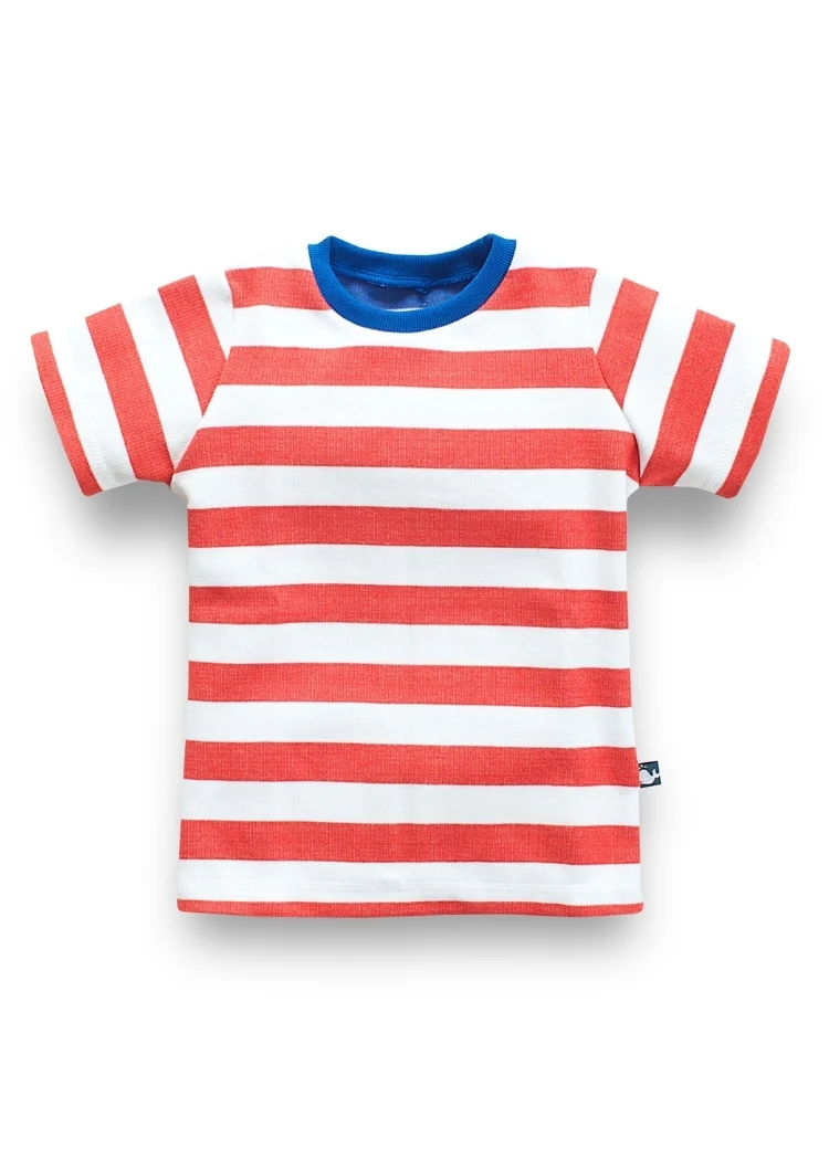 Kinder T-Shirt Bio-Baumwolle - Rot/Weiß