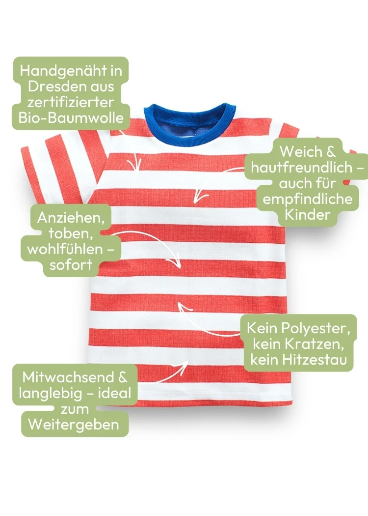 Kinder T-Shirt Bio-Baumwolle - Rot/Weiß