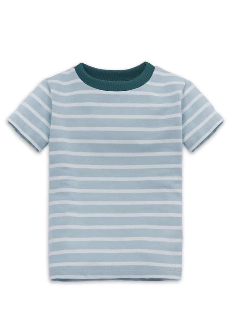 Kinder T-Shirt Bio-Baumwolle – Hellblau/Weiß