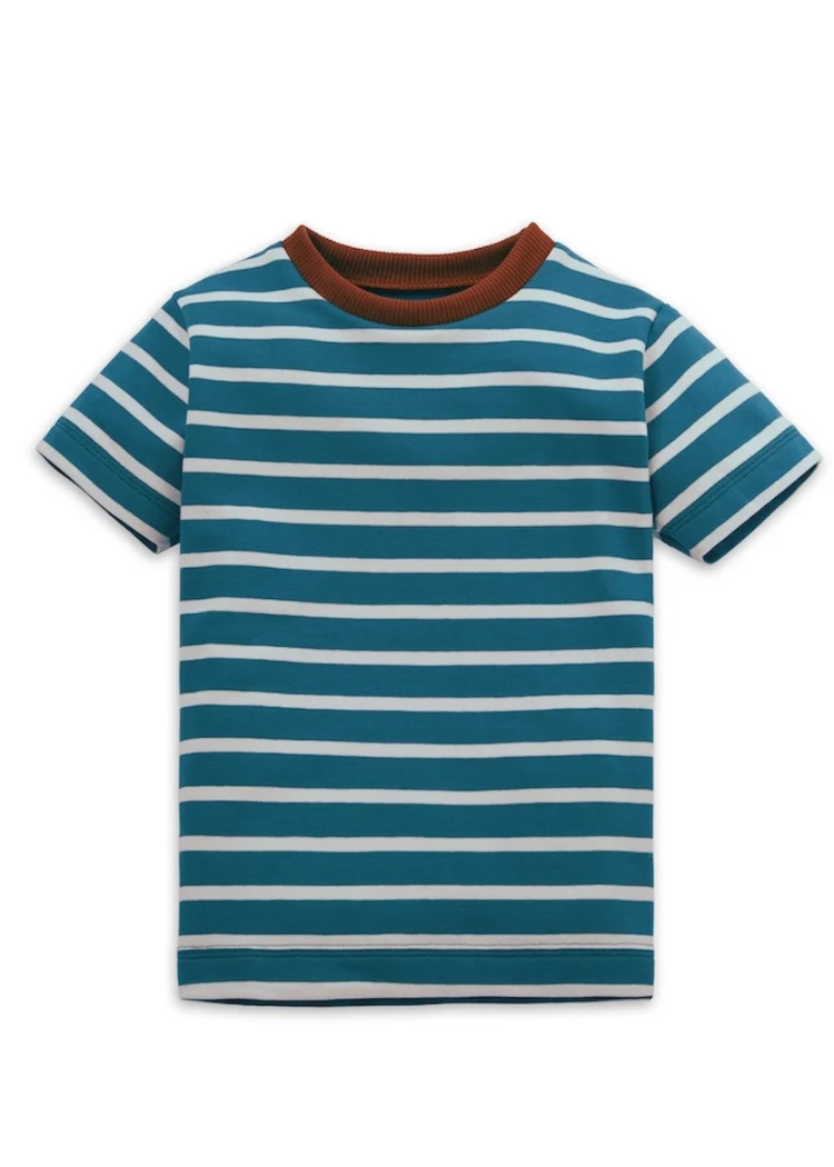 Kinder T-Shirt Bio-Baumwolle - Petrol/Weiß