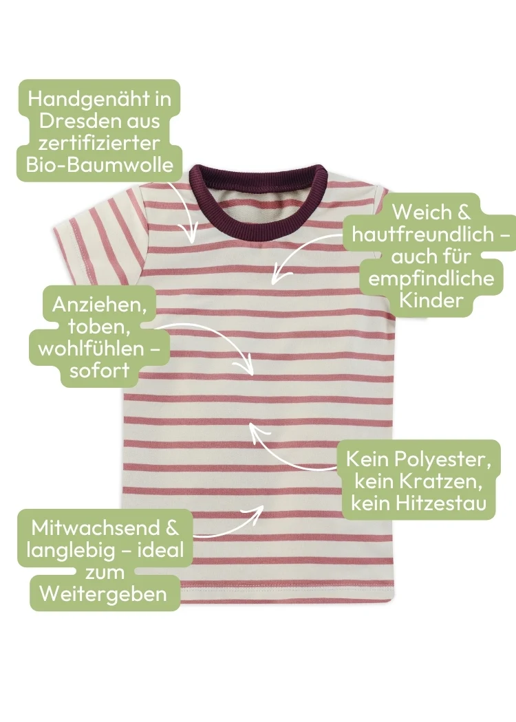 Kinder T-Shirt Bio-Baumwolle - Ecru/Rosenholz