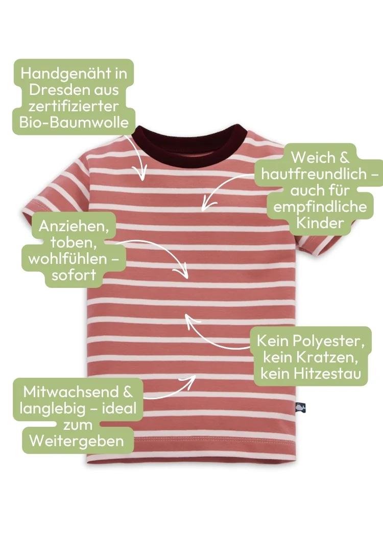 Kinder T-Shirt Bio-Baumwolle - Rosenholz/Ecru