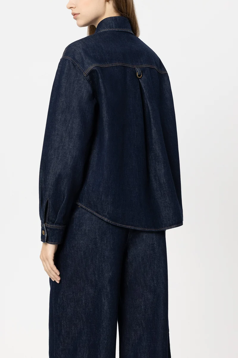 Luisa Cerano Damen Denim-Bluse Navy