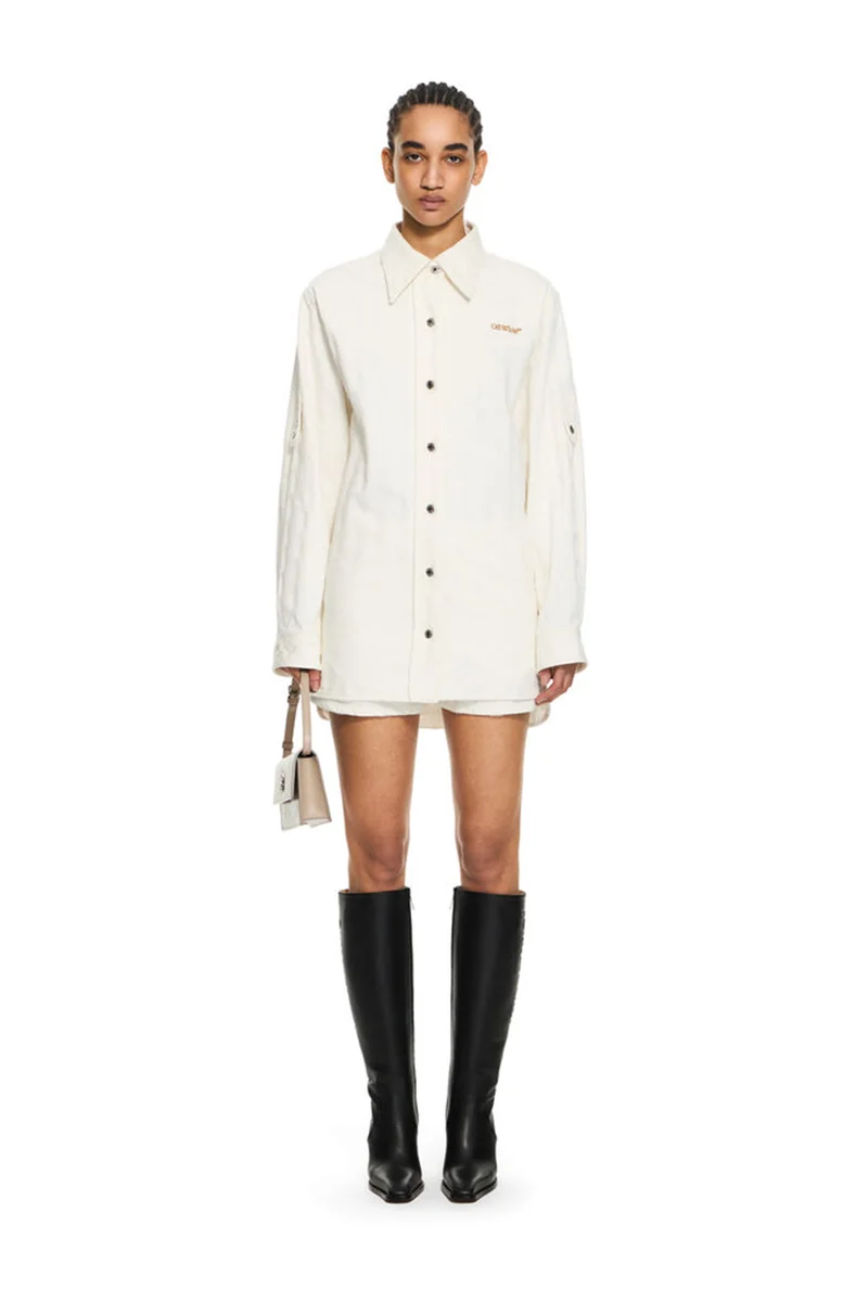 Off-White Damen Star Jacq Denim Shirt Jacke Weiss