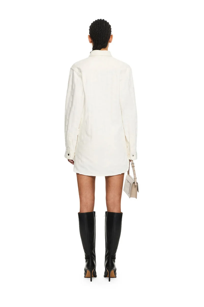 Off-White Damen Star Jacq Denim Shirt Jacke Weiss