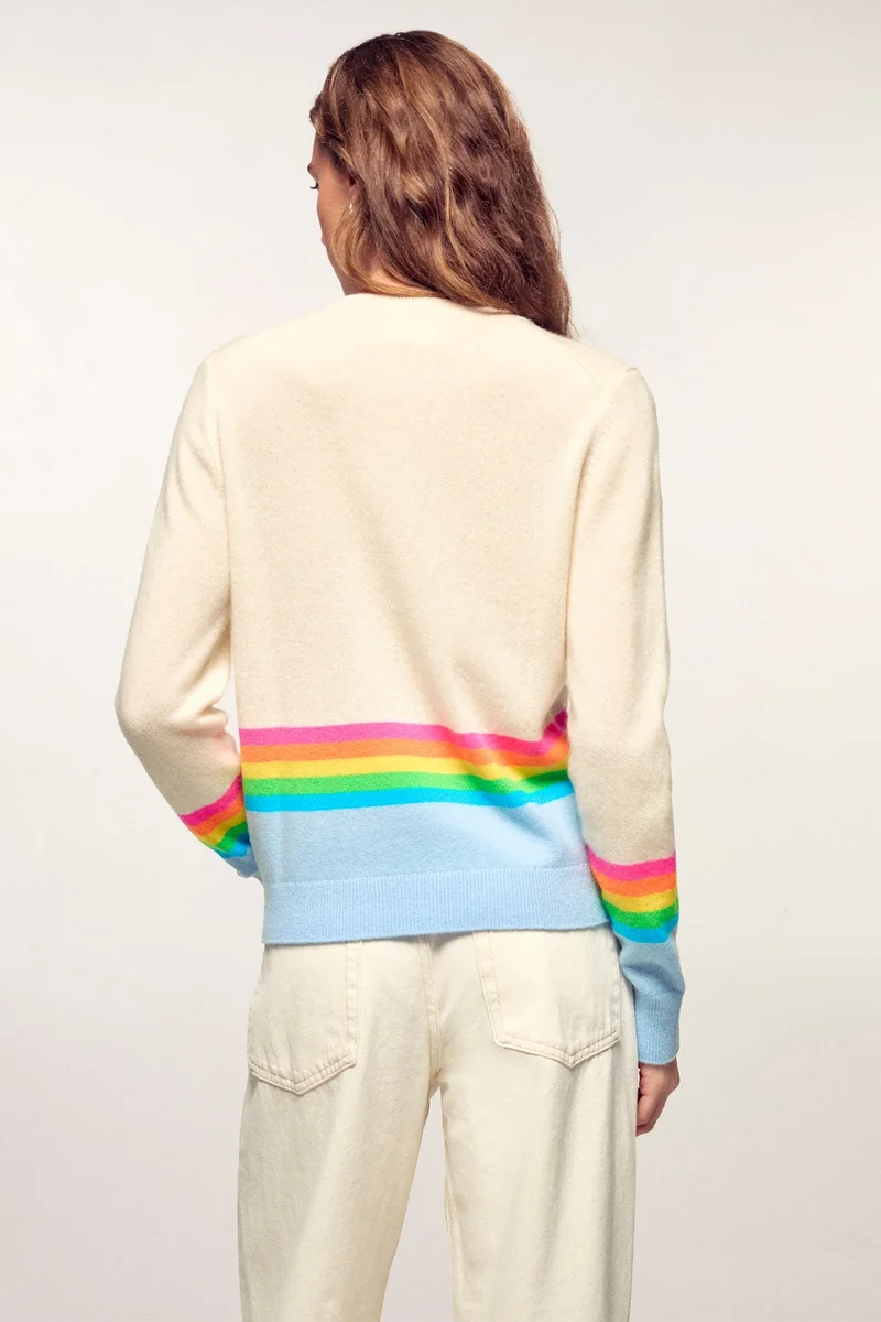 FROM FUTURE Damen Kaschmirpullover Beige/Baby Blue
