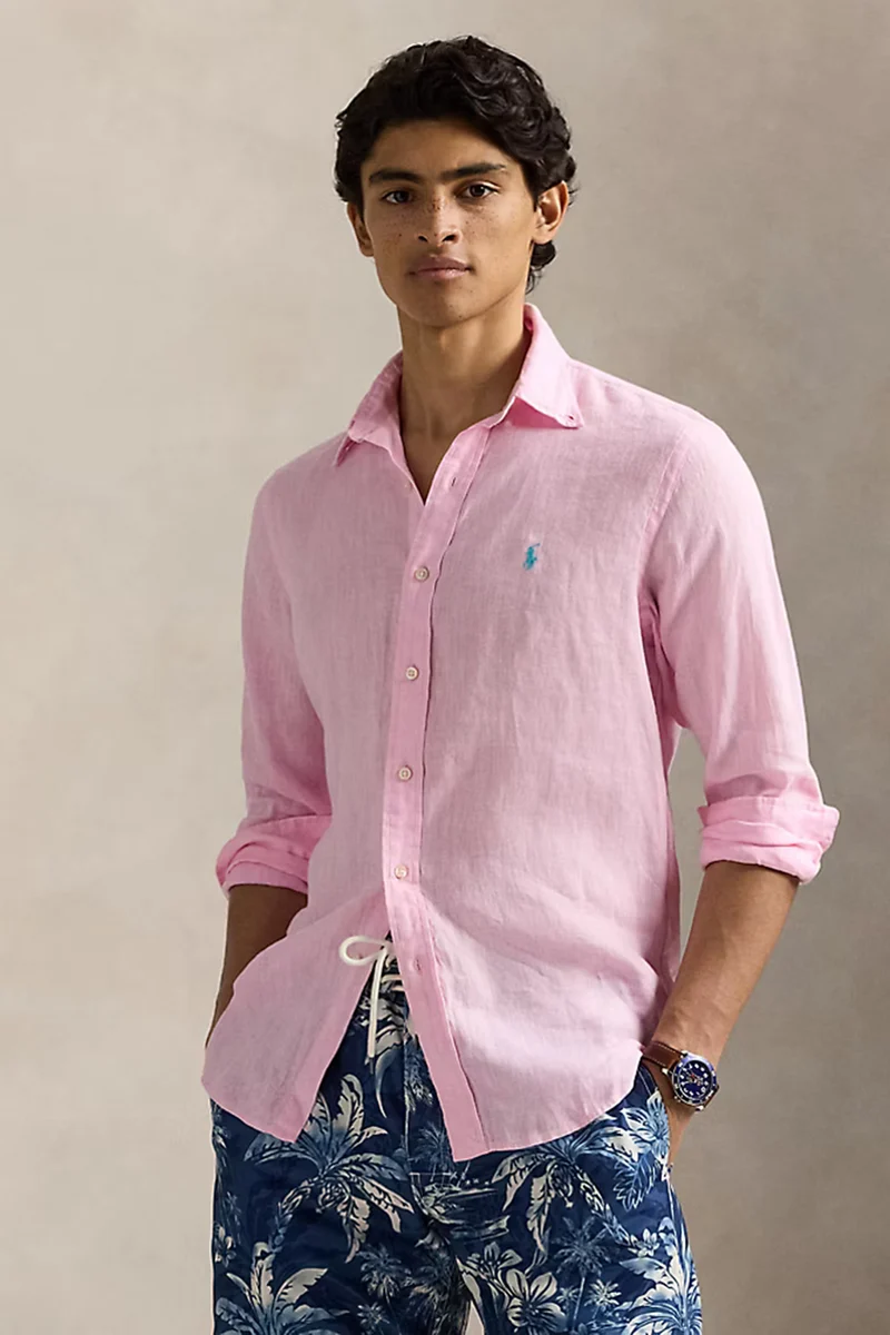 Polo Ralph Lauren Herren Custom-Fit Leinenhemd Pink