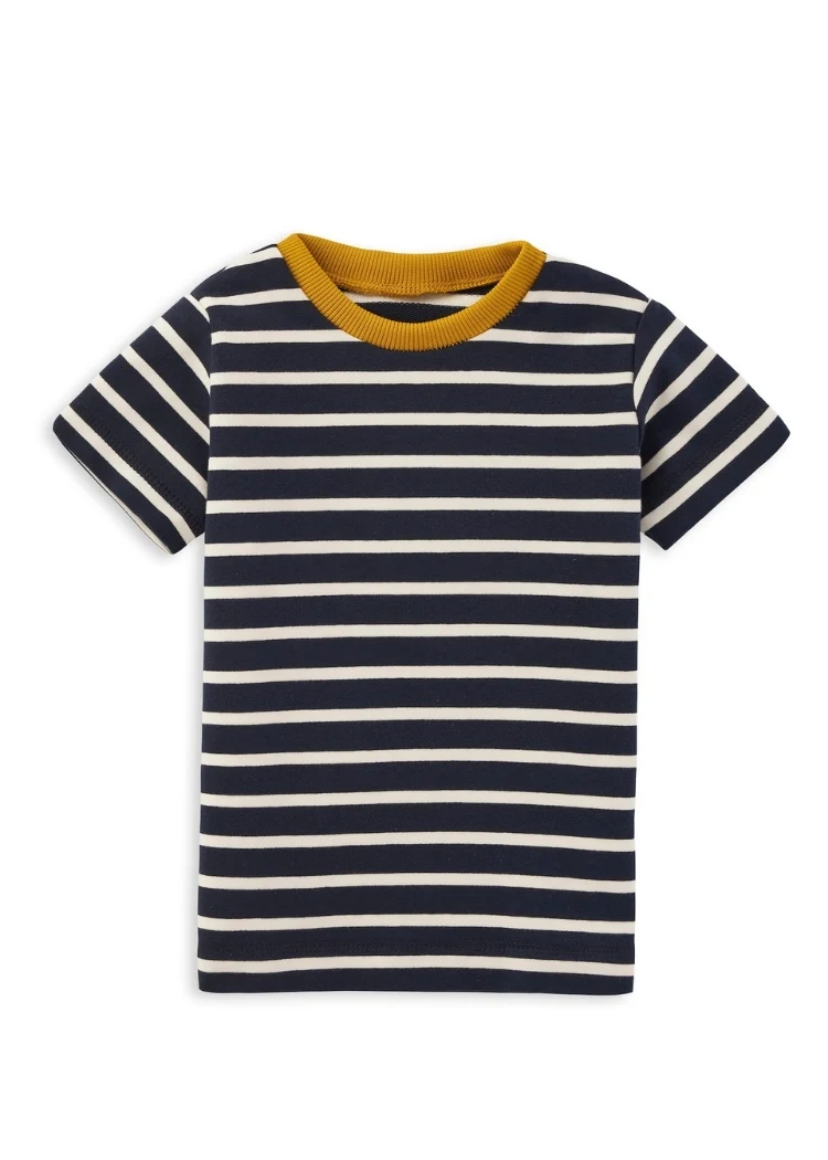 Kinder T-Shirt Bio-Baumwolle - Navy/Ecru