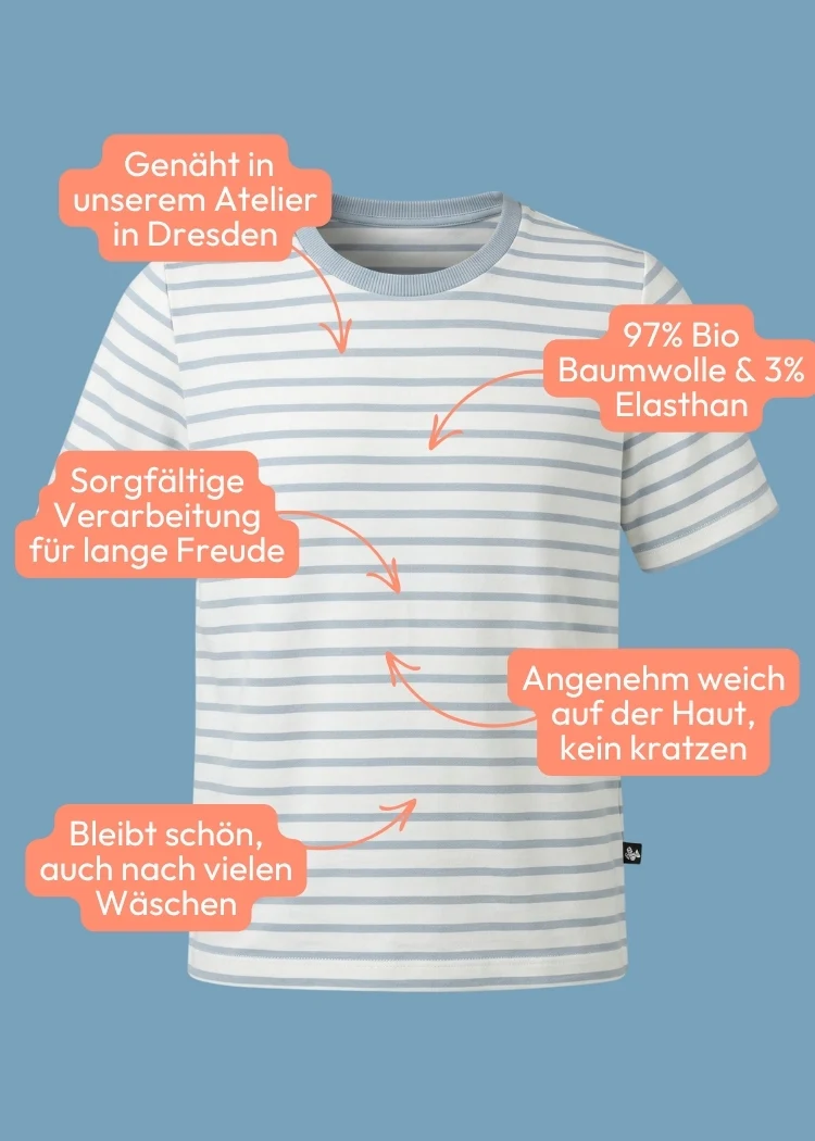 T-Shirt Bio-Baumwolle Damen (Weiß/Hellblau)
