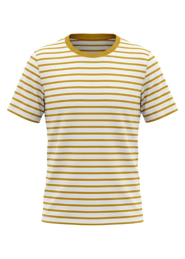 T-Shirt Bio-Baumwolle Damen (Weiß/Senfgelb)