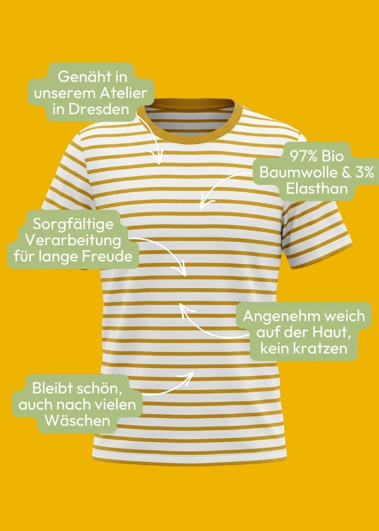 T-Shirt Bio-Baumwolle Damen (Weiß/Senfgelb)