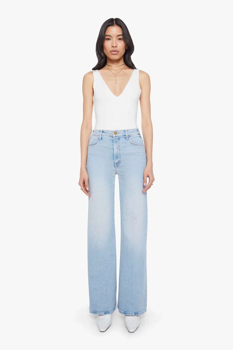 MOTHER Damen Jeans The Hustler Roller Sneak Hellblau